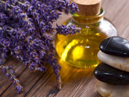massage bodywork oils rocks lavender herbs
