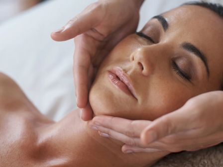 woman facial massage
